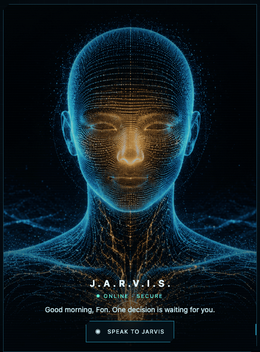 Jarvis AI operations interface awaiting a secure owner decision